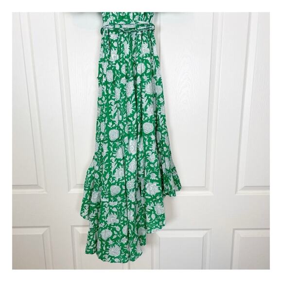 Mille Helena Block Floral Print Wrap Midi Dress Green White Resortwear NWOT - Picture 7 of 11